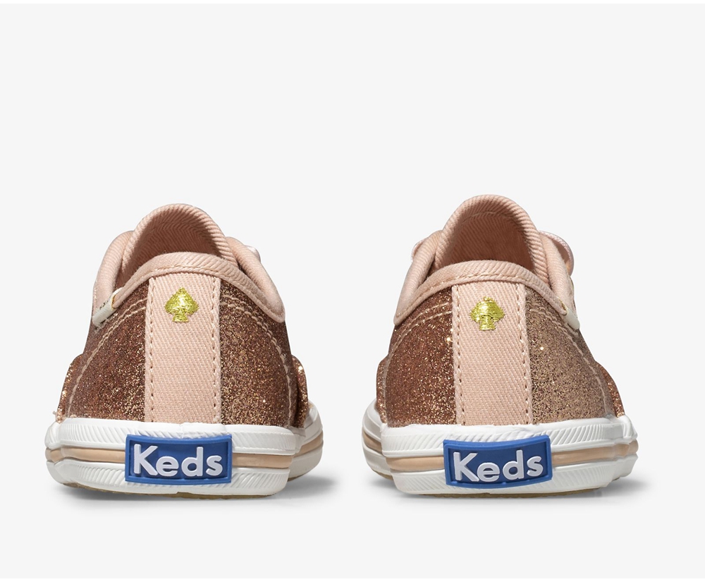 Πανινα Παπουτσια Παιδικα - Keds Kate Spade New York Champion Glitter - Ροζ Χρυσο Χρωμα - EICAS2705